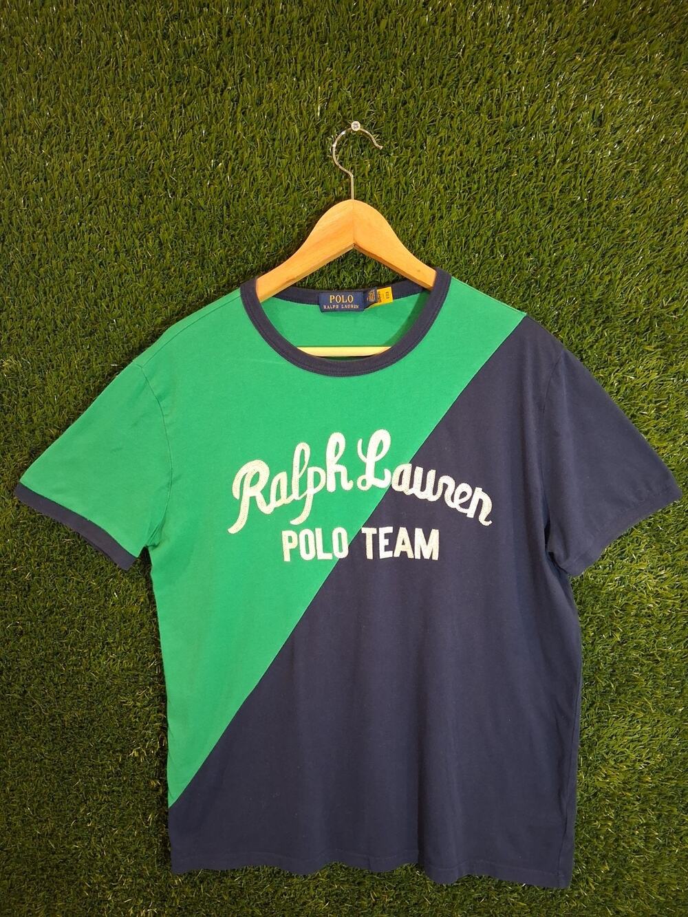 Polo Ralph Lauren Men's Classic Fit T-Shirt Polo Team Embroidered Green Navy M